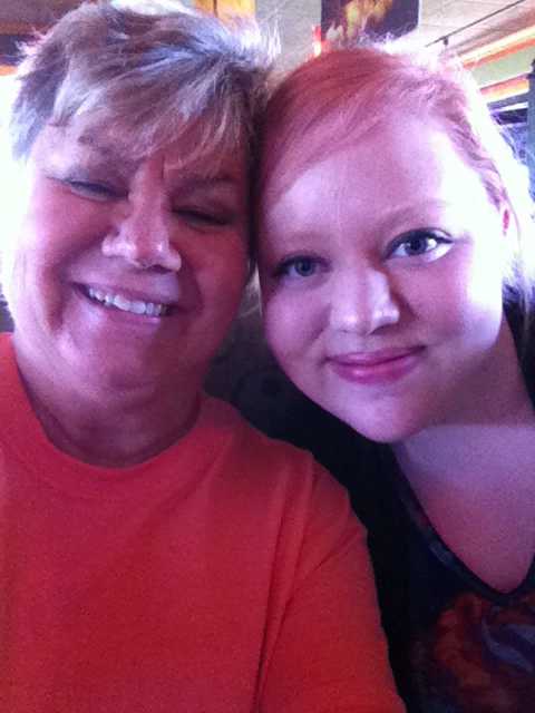 Harlee and Gma at Applebees with Bama and CJ